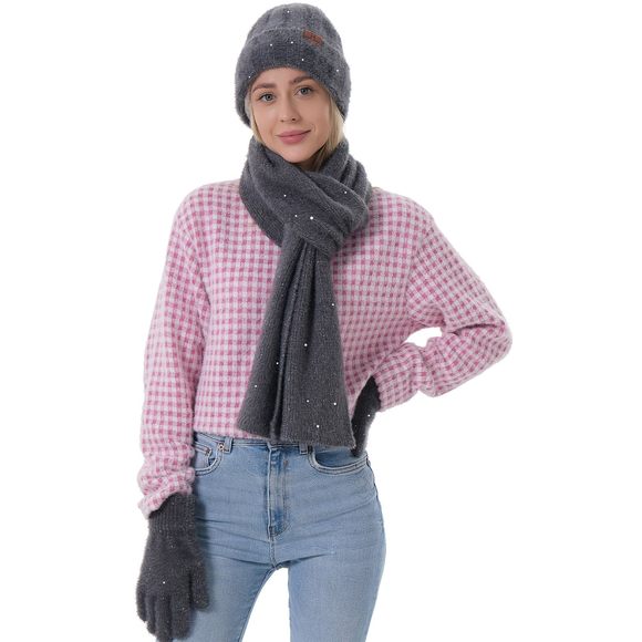 Womens Winter Warm Knit Beanie Hats Glovess Touchscreen Long Scarf Set Skull🖐